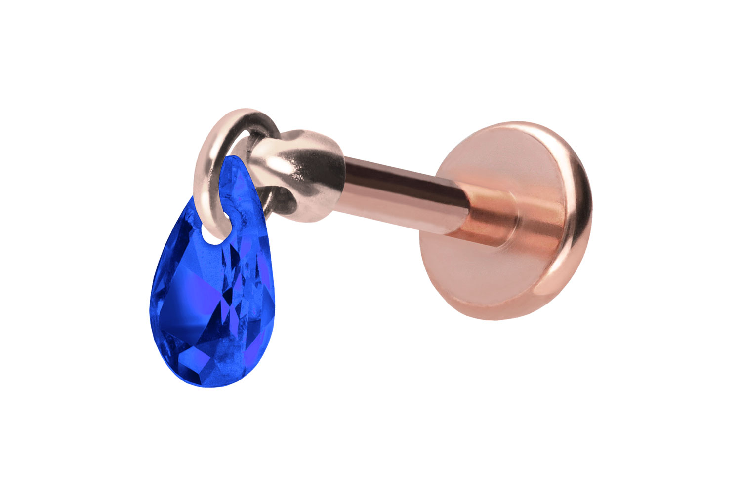 Titan Labret Piercing mit Push Fit KRISTALLTROPFEN